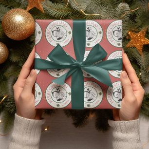 Papier Cadeau Rouge et vert de Père Noël Noël personnalisé
