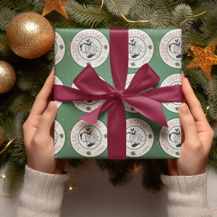 Papier Cadeau Rouge et Vert De Santa Noël Personnalisé Wr