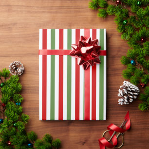 Papier Cadeau Rouge et vert rayé