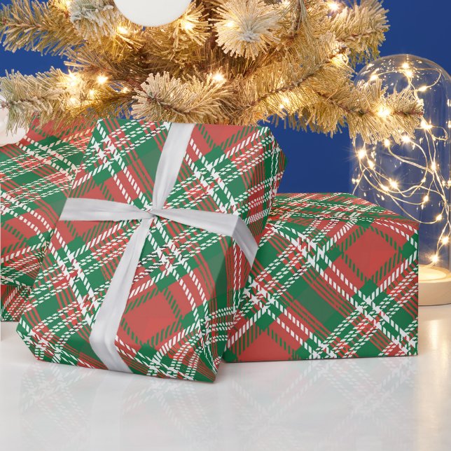 Papier Cadeau Rouge et vert Tartan Tartan Plaid Motif (Vacances)