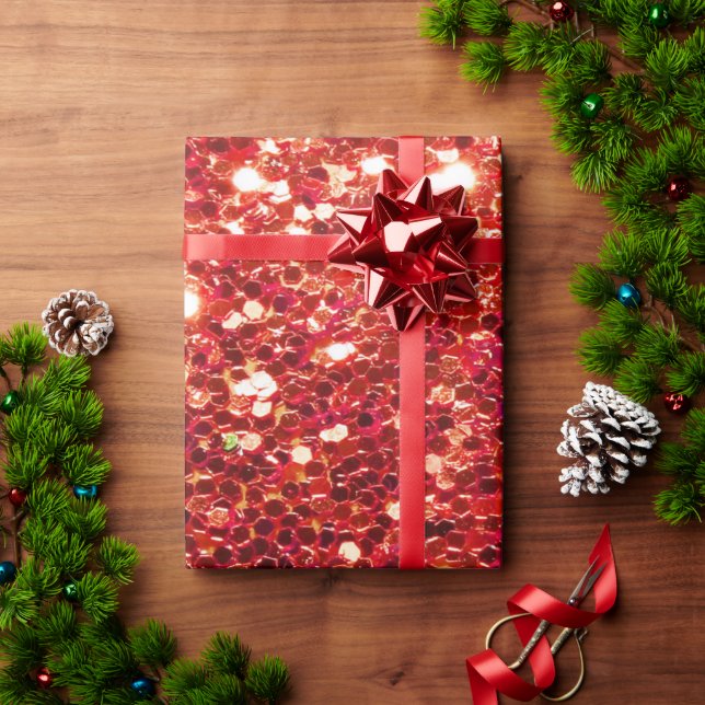 Papier Cadeau Rouge Faux Parties scintillant Sparkle Bling brill (Cadeau de vacances)