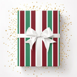 Papier Cadeau Rouge festif de bandes vertes de Noël