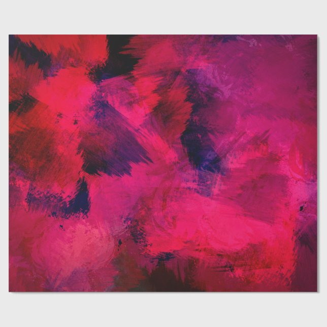 Papier Cadeau Rouge foncé et violet Gras & Abstrait moderne (Plat)