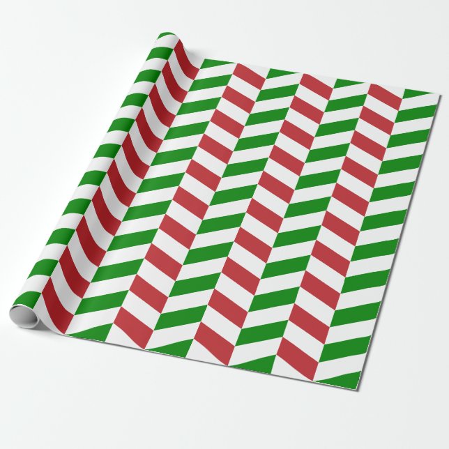 Papier Cadeau Rouge foncé, vert et épine dorsale blanche|XL| (Déroulé)