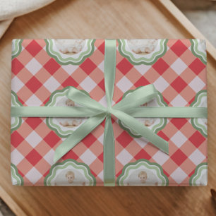 Papier Cadeau Rouge Gingham Sans Temps Maison de Campagne Photo