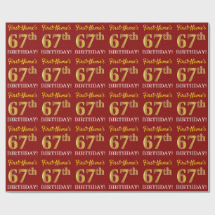 Papier Cadeau Rouge, Imitation or Look "67e anniversaire"