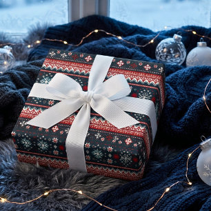 Papier Cadeau Rouge laide de Noël Sweat Fair Isle envelopper cad