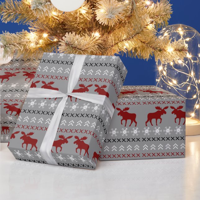 Papier Cadeau Rouge Moose Sweat de Noël Style Motif de vacances (Vacances)