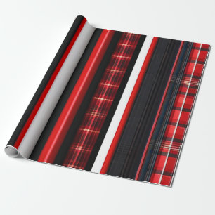 Papier Cadeau Rouge Noir Abstrait Plaid Collection tendance