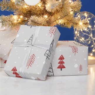 Papier Cadeau rouge noir Moderne simple géométrique arbre de Noë