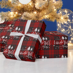 Papier Cadeau Rouge Noir Plaid Plus Merveilleux Temps De L'Année