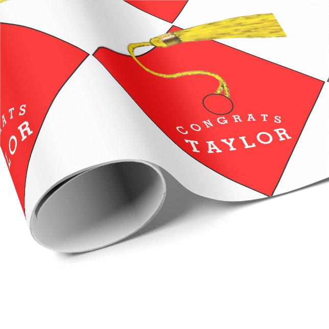Papier Cadeau Rouge pour la Remise des Diplômes (Coin rond)