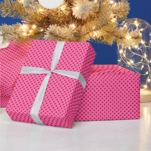 Papier Cadeau Rouge Rose Chaud Petits Points DIY Couleurs