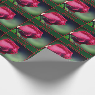 Papier Cadeau Rouge Rosebud Fleur Nature Personnalisée