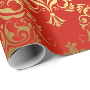 Papier Cadeau Rouge royal Antonietta d'ornement floral de