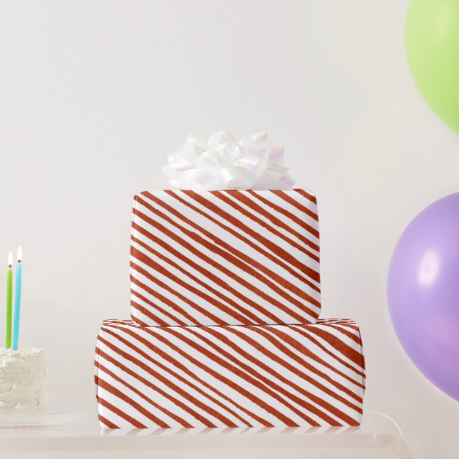 Papier Cadeau Rouge rustique rayures Enveloppement de Noël (Cadeaux de fête)