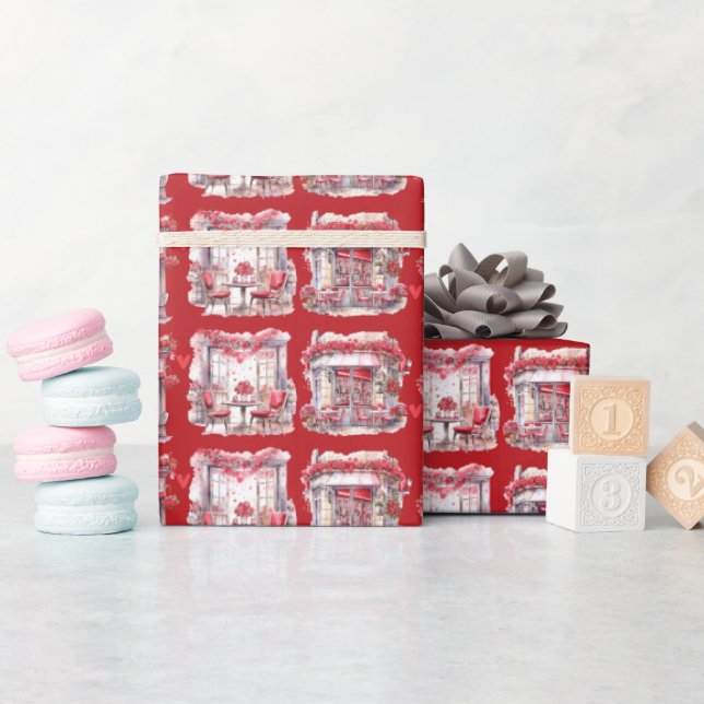 Papier Cadeau Rouge Saint Valentin Caffe Romantique (Baby Shower)