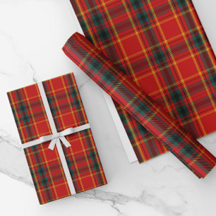 Papier Cadeau Rouge traditionnel de Noël et Plaid vert