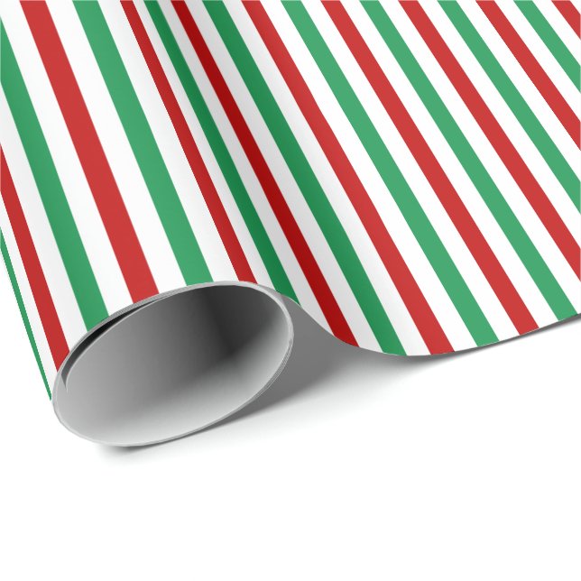 Papier Cadeau Rouge, vert et blanc barre Noël de | (Coin rond)