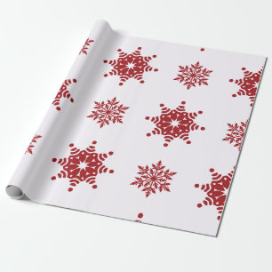 Papier Cadeau Rouge, Vert et Blanc Noël Lane Flocon de neige Emb
