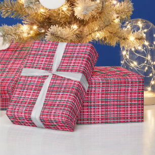 Papier Cadeau Rouge Vert Noël Rétro Carreaux Festif Classique