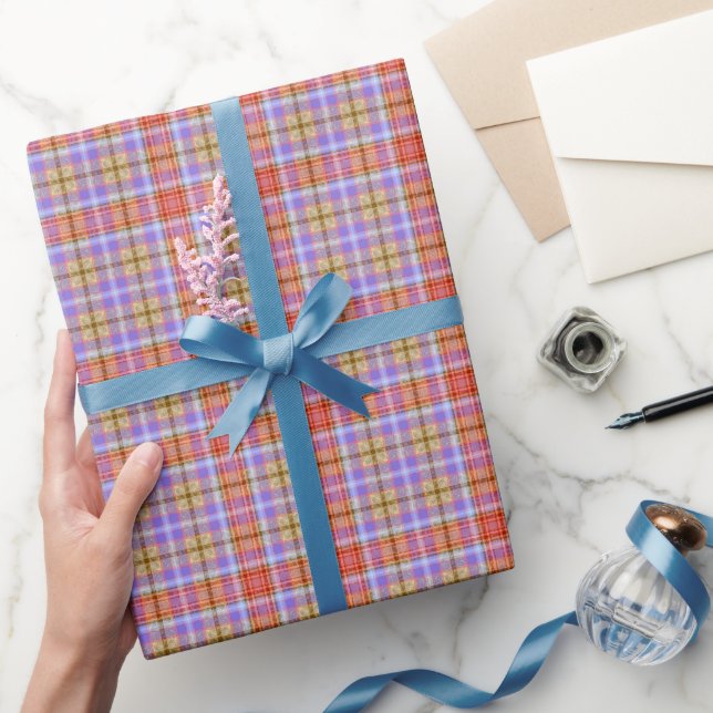 Papier Cadeau Rouge violet Tartan rouge Plaid En vichy Motif (Cadeaux)