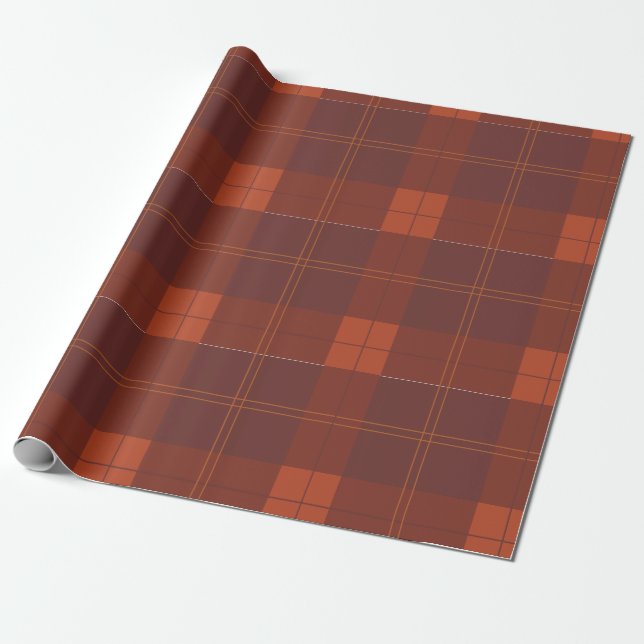 Papier Cadeau Rouille rouge et orange Plaid Motif (Déroulé)