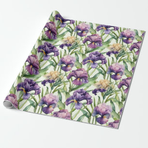 Papier Cadeau Rouleau de papier d'enveloppement de Iris à l'aqua