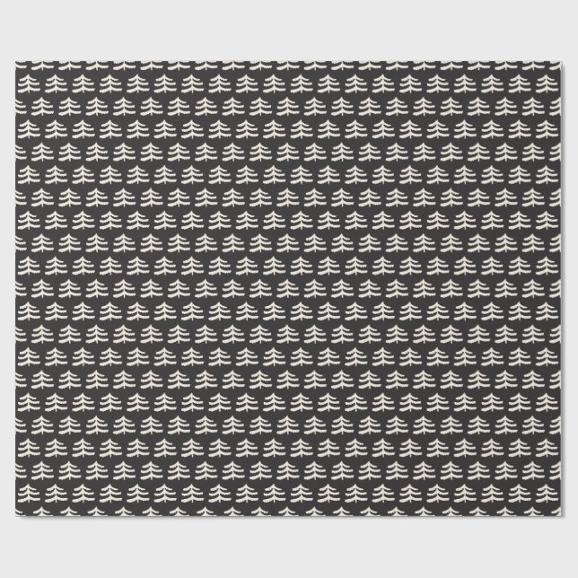 Papier Cadeau Rouleau de papier d'enveloppement noir À feuillage (Plat)