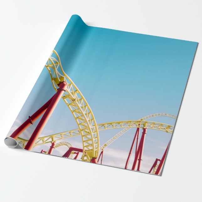 Papier Cadeau Rouleau jaune et rouge dessous de verre sous ciel  (Déroulé)