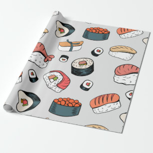 Papier Cadeau rouleaux de sushi kawaii