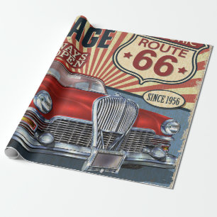 Papier Cadeau Route vintage 66 Poster rétro Garage avec retro ca