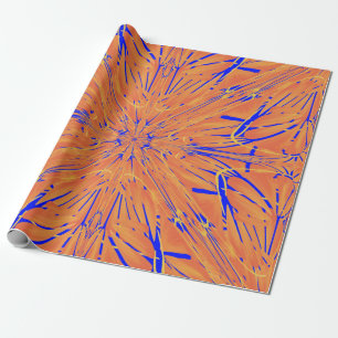 Papier Cadeau Royal Blue And Citrus Orange Tropical Art Design