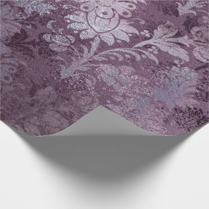 Papier Cadeau Royal Damask Distressed Plum violet Plum gris flor