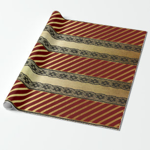 Papier Cadeau Royal Glam Golden Rouge Bourgogne dentelle Vip