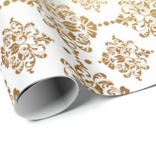 Papier Cadeau Royal Golden Ornament White Floral Princesse