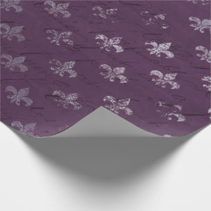 Papier Cadeau Royal Princess Violet Script violet Fleur de lis