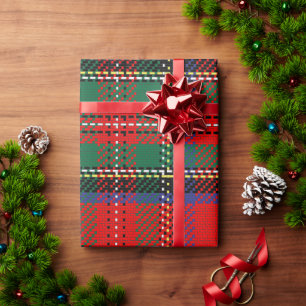 Papier Cadeau Royal Stewart rouge et vert écossais tartan motif