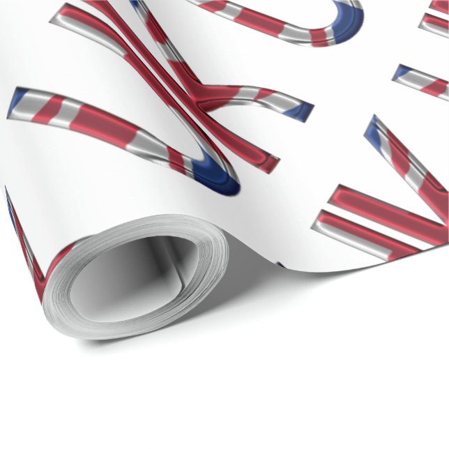Papier Cadeau Royaume-Uni Initiales Union Jack Couleurs du drape (Coin rond)