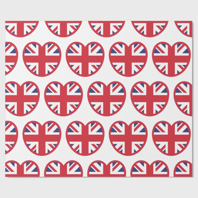 Papier Cadeau Royaume-Uni Union Jack Flag Heart (Plat)