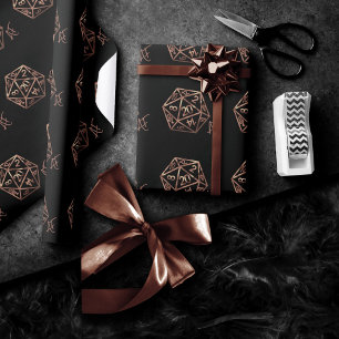 Papier Cadeau RPG Crit AF Dés de jeu de société Fantasy Copper