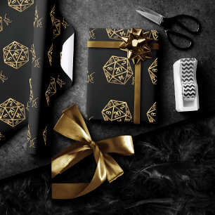 Papier Cadeau RPG Crit AF Gold Retro Tabletop Roleplayer Dice