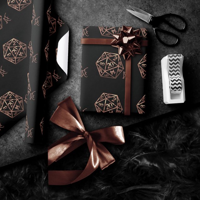 Papier Cadeau RPG Crit AF | Rosegold Tabletop Roleplayer Dice (Créateur téléchargé)