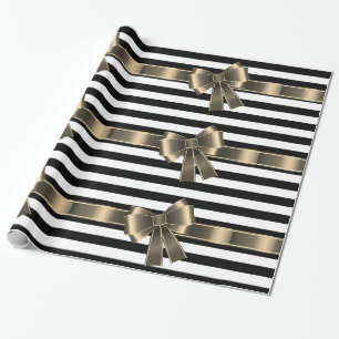 Papier Cadeau Ruban à rayures noir et blanc NŒUD PAPILLON EMBALL