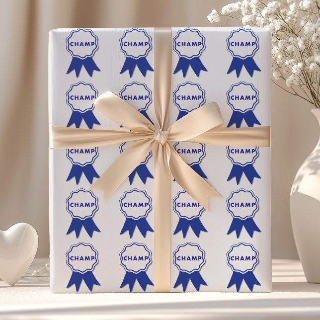 Papier Cadeau Ruban bleu de champion (Créateur téléchargé)