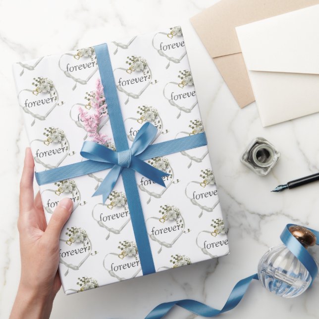Papier Cadeau Ruban cardiaque mariage avec ivoire (Cadeaux)