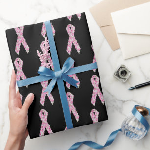 Papier Cadeau Ruban de survivante du cancer du sein rose floral