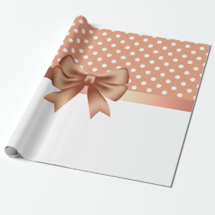 Papier Cadeau Ruban rose or et Pois