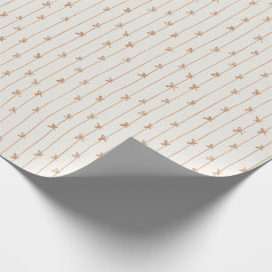 Papier Cadeau Rubans de Noël Moderne Enveloppement de Noël Doré