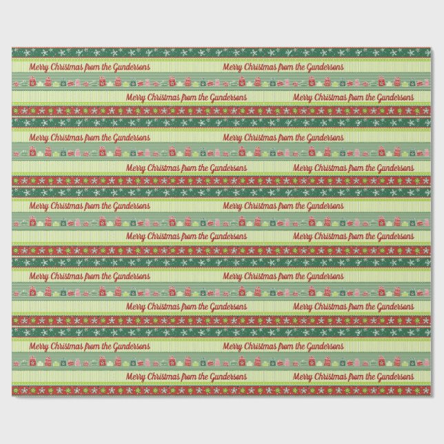 Papier Cadeau Rubans de Noël personnalisés papier d'enveloppemen (Plat)